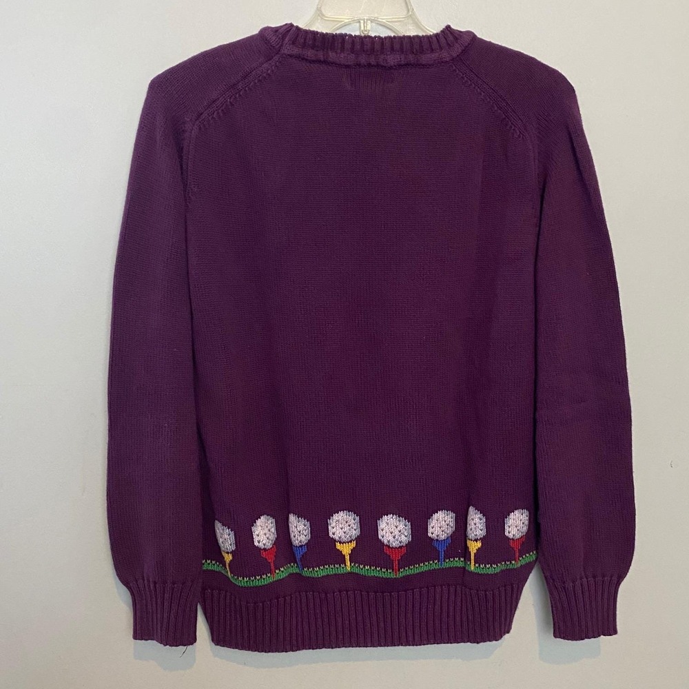 Vtg 90's Lands End Mens Golf Sweater XL Purple USA Preppy Country Club‎ Grandpa - Picture 6 of 6